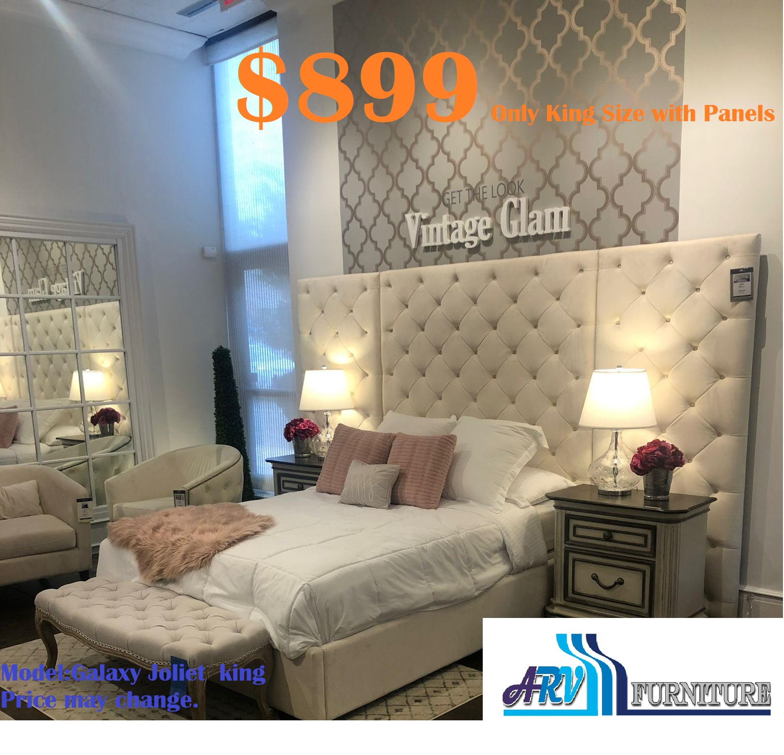 KINGBEDPANELSTUFTEDFABRICARVFURNITUREMISSISSAUGAONTARIOCANADA